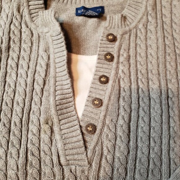 Karen Scott Cable Knit Henley Layered Look Sweater - Picture 4 of 7